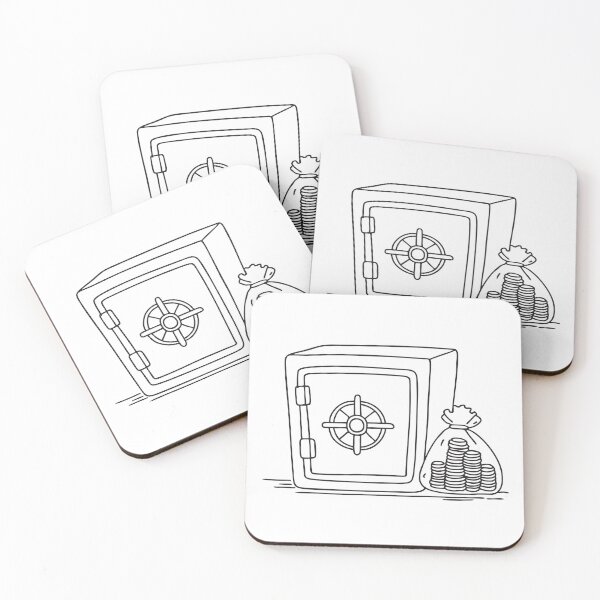 Item preview, Doodle illustration of a secure vault containing bags of coins designed and sold by rasagamastore.