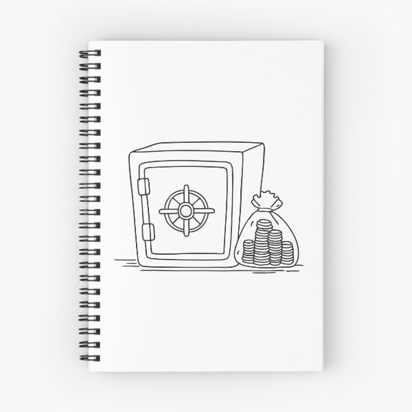 Item preview, Doodle illustration of a secure vault containing bags of coins designed and sold by rasagamastore.