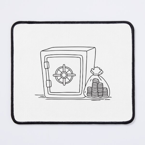 Item preview, Doodle illustration of a secure vault containing bags of coins designed and sold by rasagamastore.