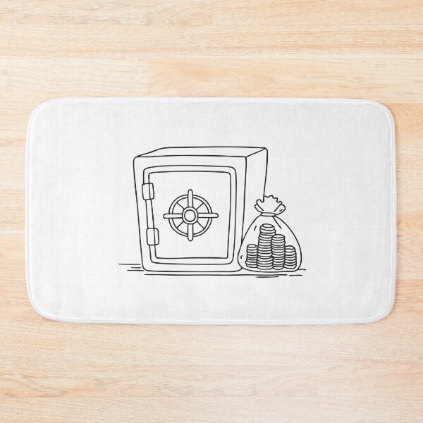 Item preview, Doodle illustration of a secure vault containing bags of coins designed and sold by rasagamastore.