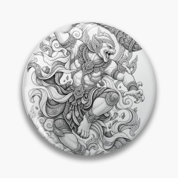 Item preview, Hanuman Warrior Thai Mythology Line Art designed and sold by mamhew2456.