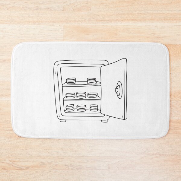 Item preview, Doodle illustration of a vault with shelves of silver coins designed and sold by rasagamastore.