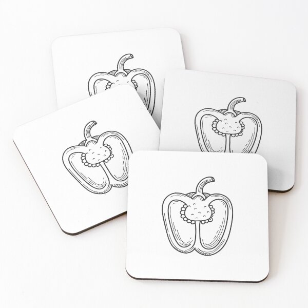 Item preview, Doodle illustration of a bell pepper sliced in half showing seeds designed and sold by rasagamastore.