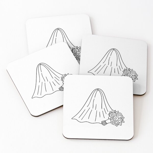 Item preview, Doodle illustration of a bridal veil placed beside a bouquet designed and sold by rasagamastore.