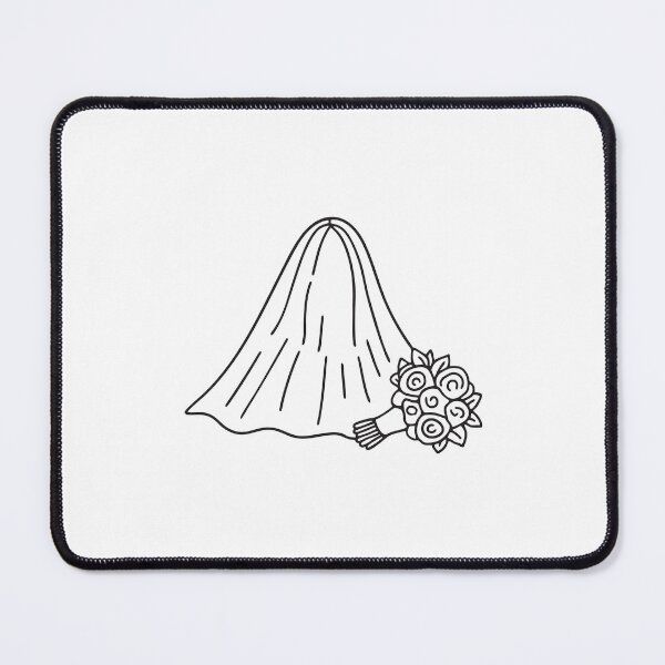 Item preview, Doodle illustration of a bridal veil placed beside a bouquet designed and sold by rasagamastore.