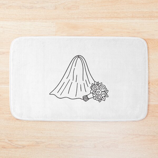 Item preview, Doodle illustration of a bridal veil placed beside a bouquet designed and sold by rasagamastore.