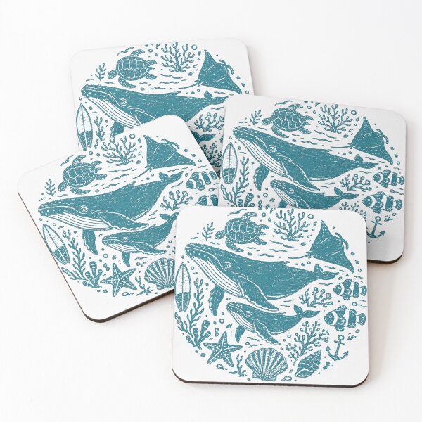 Item preview, Humpback Whale Family Ocean Life Vintage Coastal Great Barrier Reef designed and sold by Yellowriversss.