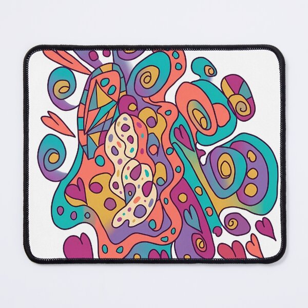 Item preview, Whimsical Colorful Doodle Art | Abstract Heart Pattern Print designed and sold by Julia9632.