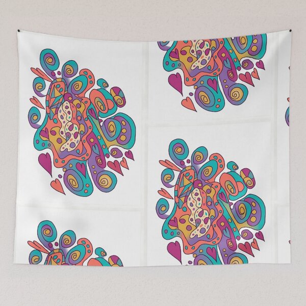 Item preview, Whimsical Colorful Doodle Art | Abstract Heart Pattern Print⁠ designed and sold by Julia9632.