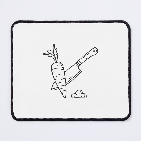 Item preview, Doodle illustration of a carrot lying next to a chopping knife designed and sold by rasagamastore.