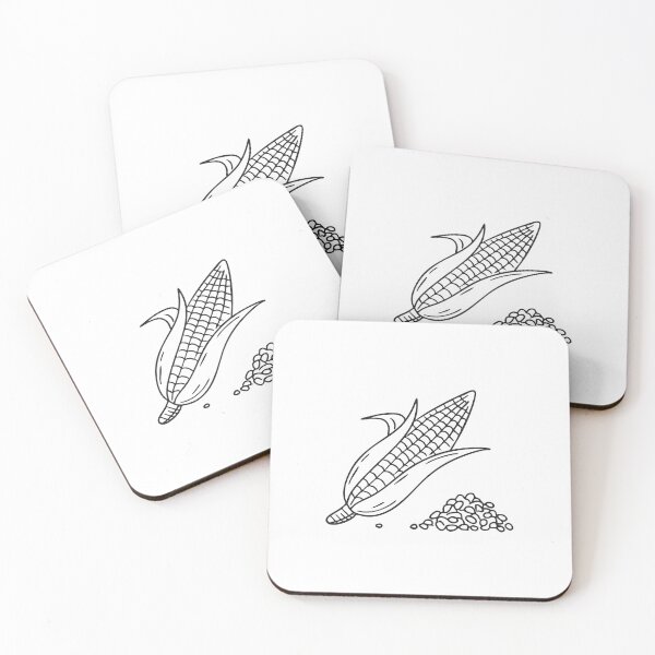 Item preview, Doodle illustration of a corn cob lying beside scattered kernels designed and sold by rasagamastore.