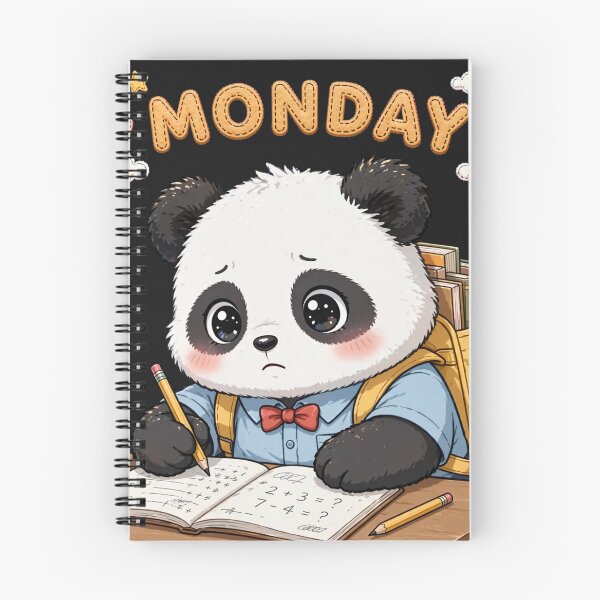 Item preview,  Cute Student Panda Doing Math Homework On Monday - Kawaii School Art designed and sold by Surviving Monday Club.