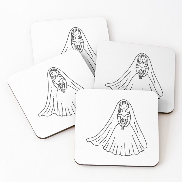 Item preview, Doodle illustration of a long veil flowing behind a dress designed and sold by rasagamastore.