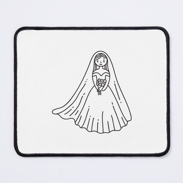 Item preview, Doodle illustration of a long veil flowing behind a dress designed and sold by rasagamastore.