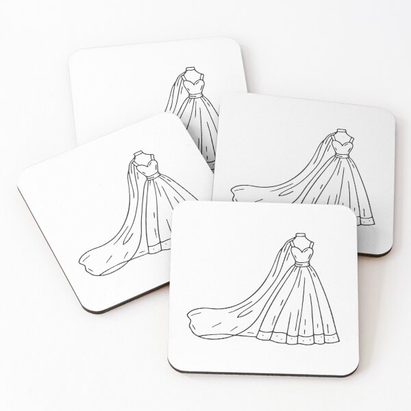 Item preview, Doodle illustration of a long veil extending behind a dress designed and sold by rasagamastore.