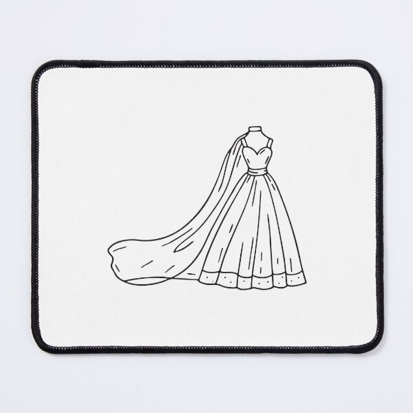 Item preview, Doodle illustration of a long veil extending behind a dress designed and sold by rasagamastore.