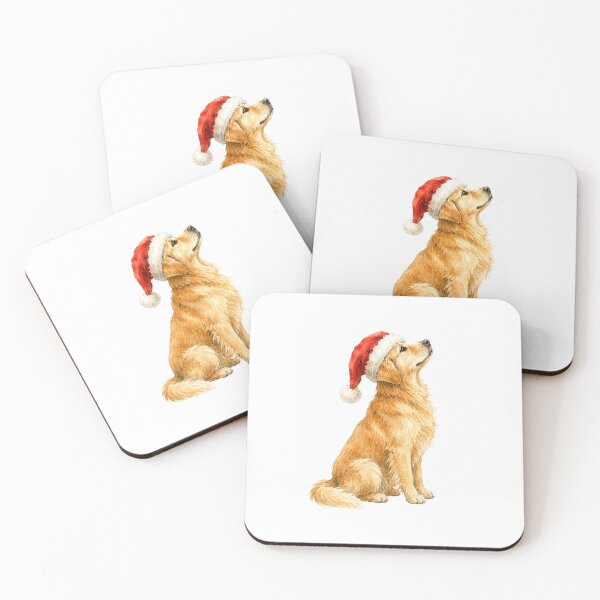 Item preview, Golden Retriever Wearing Santa Hat – Cute Watercolor Christmas Dog designed and sold by mayatA-rt.