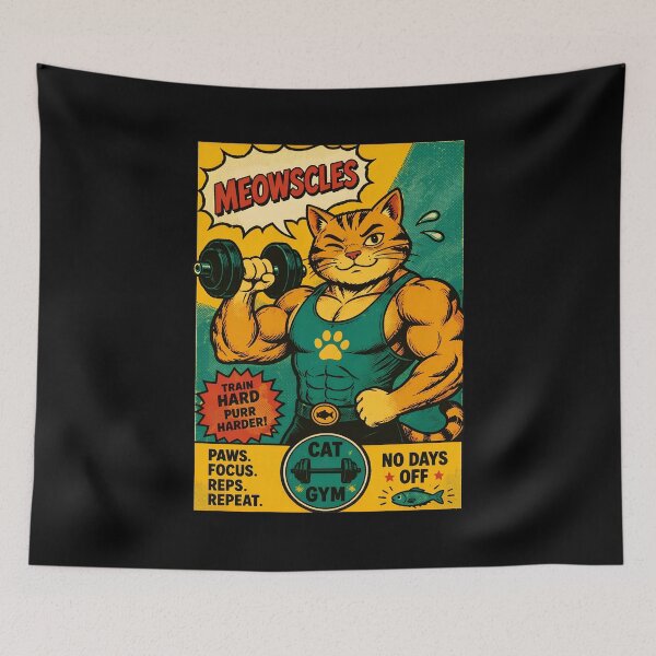Item preview, Muscular Cat Gym Meowscle Fitness Workout designed and sold by SoyLamderma.