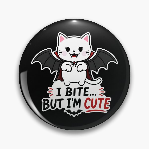 Item preview, I Bite But I’m Cute – Funny Vampire Cat Halloween designed and sold by Canvas-Whispers.