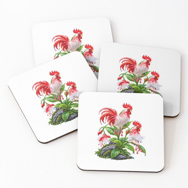 Item preview, Dewy Red Rooster Tropical Flower Nature designed and sold by Design Sounds Studio.