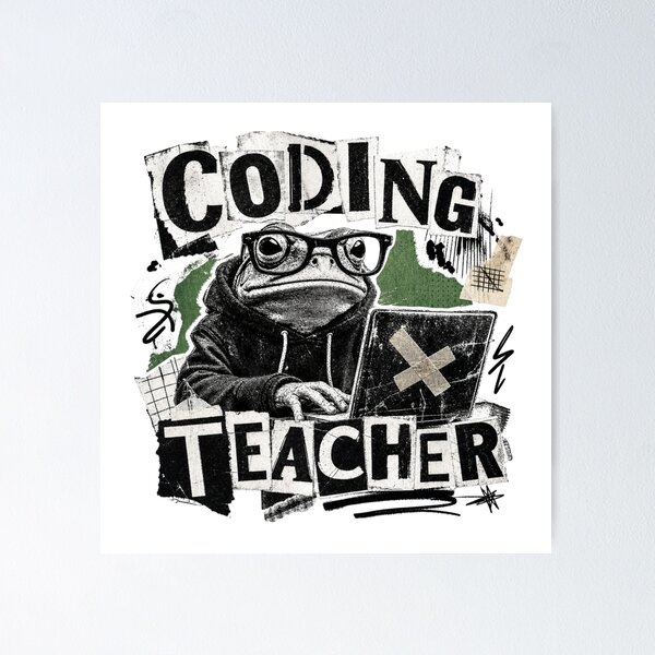 Item preview, Coding Teacher Frog Laptop Zine Collage T-Shirt | Funny Computer Science Programmer Toad Hoodie STEM Teacher Gift designed and sold by illeN-Art-World.