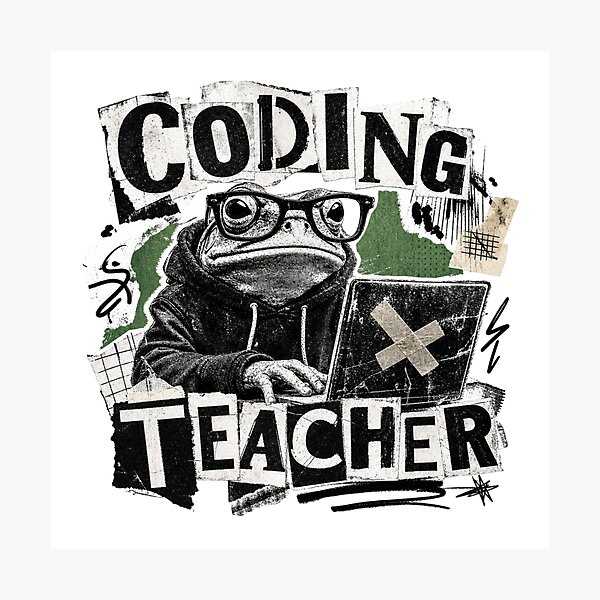 Item preview, Coding Teacher Frog Laptop Zine Collage T-Shirt | Funny Computer Science Programmer Toad Hoodie STEM Teacher Gift designed and sold by illeN-Art-World.