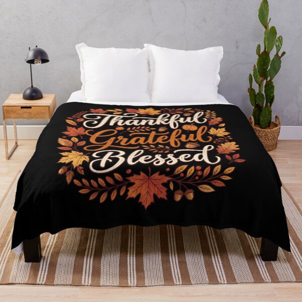 Item preview, Thankful Grateful Blessed Thanksgiving Fall Autumn Leaves Farmhouse designed and sold by KolorNomad.