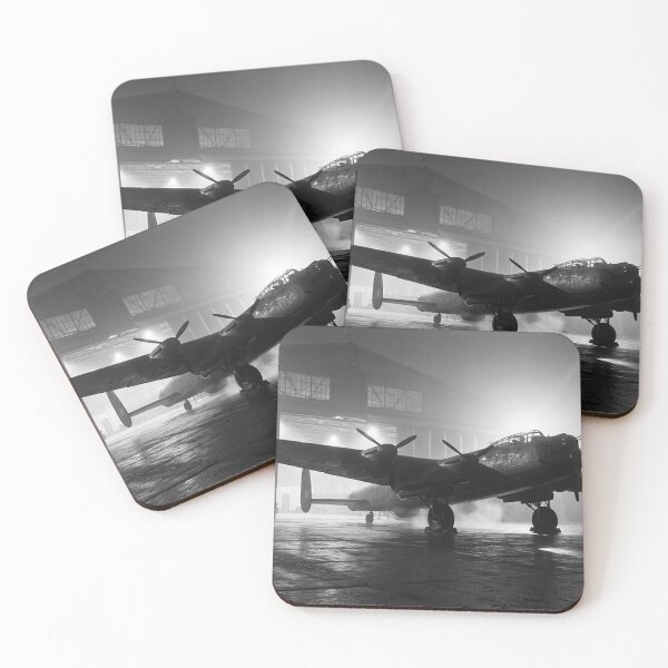 Item preview, Lancaster Bomber Foggy Night Illustration designed and sold by Airpower Art.
