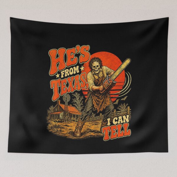 Item preview, Hes from Texas I Can Tell Chainsaw Horror Halloween  designed and sold by NgumohaLanke.