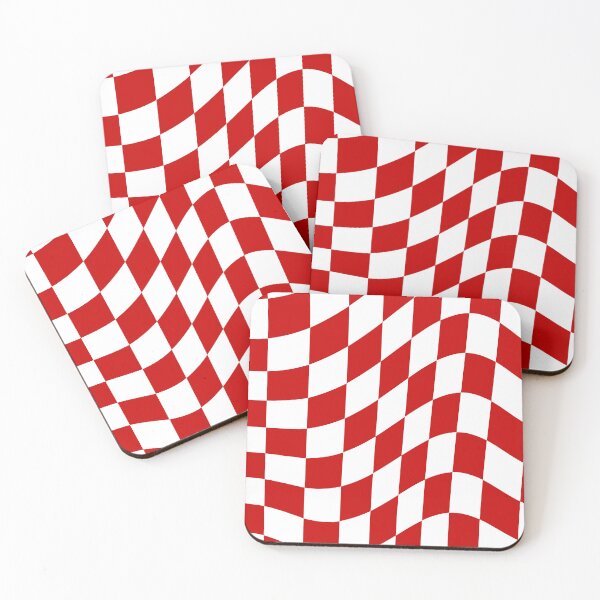 Item preview, Red Wavy Checkerboard Retro Pattern designed and sold by jianina-alondra.
