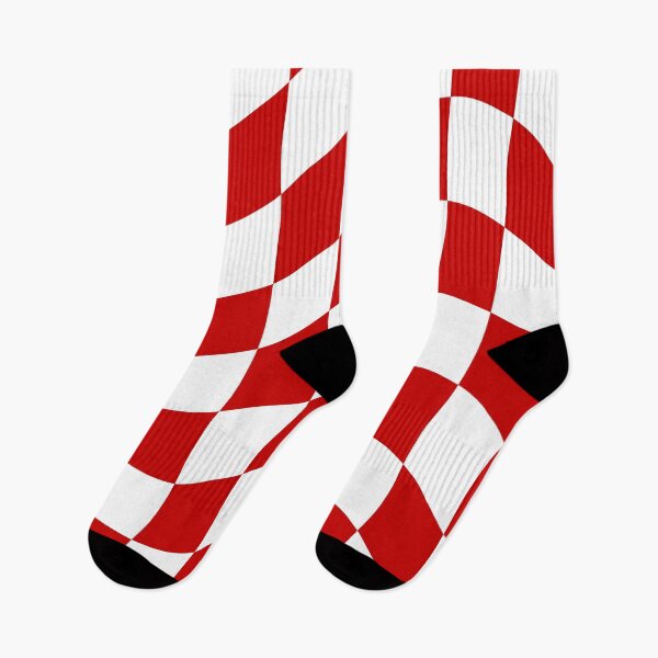 Artikelvorschau, Rotes, wellenförmiges Schachbrettmuster im Retro-Stil entworfen und verkauft von jianina-alondra.