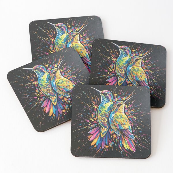 Item preview, The Dazzling Hummingbird Couple – Colorful Wildlife Art designed and sold by black-canvas-fauna.