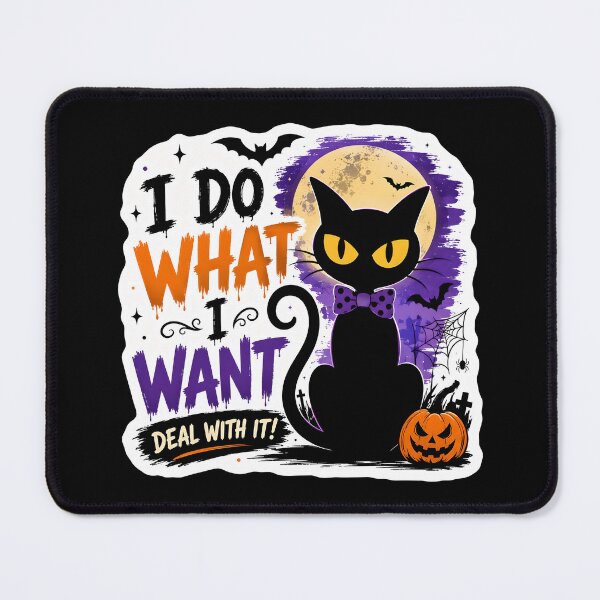Item preview, I Do What I Want – Sassy Black Cat Halloween designed and sold by ArtDzignsZA.