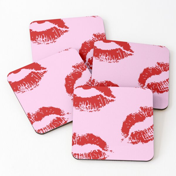 Item preview, Red Lipstick Kisses Pink Girly Pattern designed and sold by jianina-alondra.
