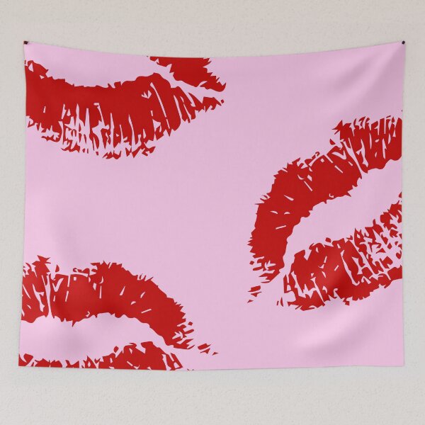 Item preview, Red Lipstick Kisses Pink Girly Pattern designed and sold by jianina-alondra.