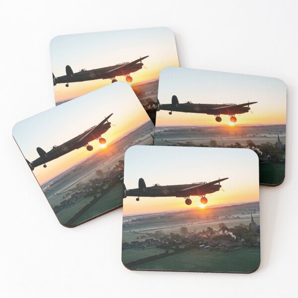 Item preview, Lancaster Bomber Village Sunset Illustration designed and sold by Airpower Art.
