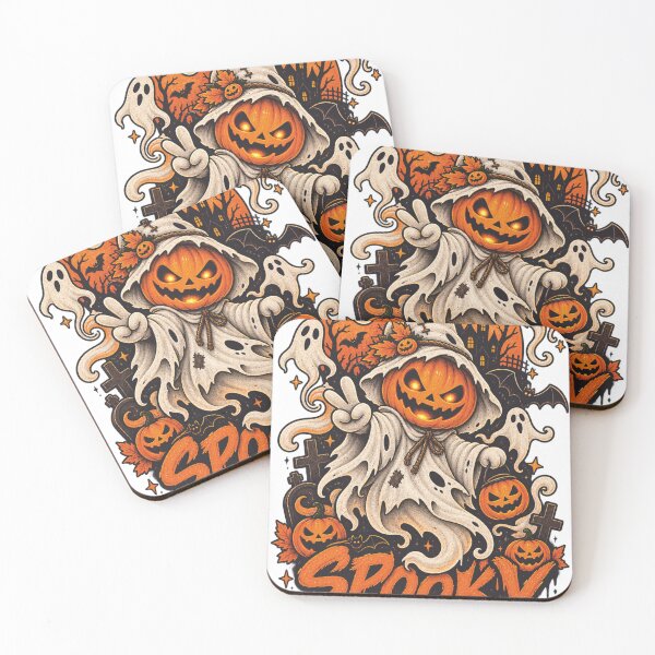 Item preview, Spooky Vibes Pumpkin Ghost Halloween Peace Sign designed and sold by Ghost Of Chill.