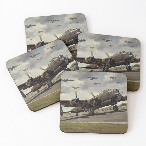 Artikelvorschau, Illustration vom Start der Lancaster-Staffel entworfen und verkauft von Airpower Art.