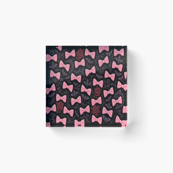 Item preview, Goth Coquette Pastel Pink Bows and Gothic Roses Seamless Pattern designed and sold by Breezes-of-Ida.