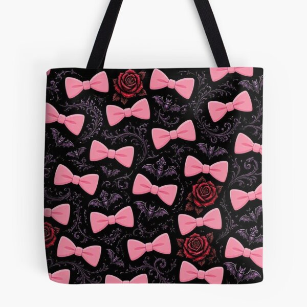 Item preview, Goth Coquette Pastel Pink Bows and Gothic Roses Seamless Pattern designed and sold by Breezes-of-Ida.