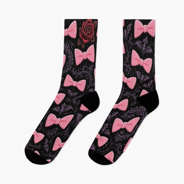 Item preview, Goth Coquette Pastel Pink Bows and Gothic Roses Seamless Pattern designed and sold by Breezes-of-Ida.
