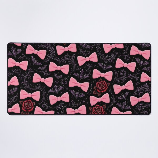Item preview, Goth Coquette Pastel Pink Bows and Gothic Roses Seamless Pattern designed and sold by Breezes-of-Ida.