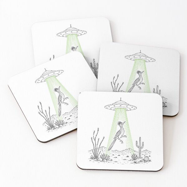 Item preview, Roadrunner and UFO Alien Abduction Desert Science Humor designed and sold by NgumohaLanke.