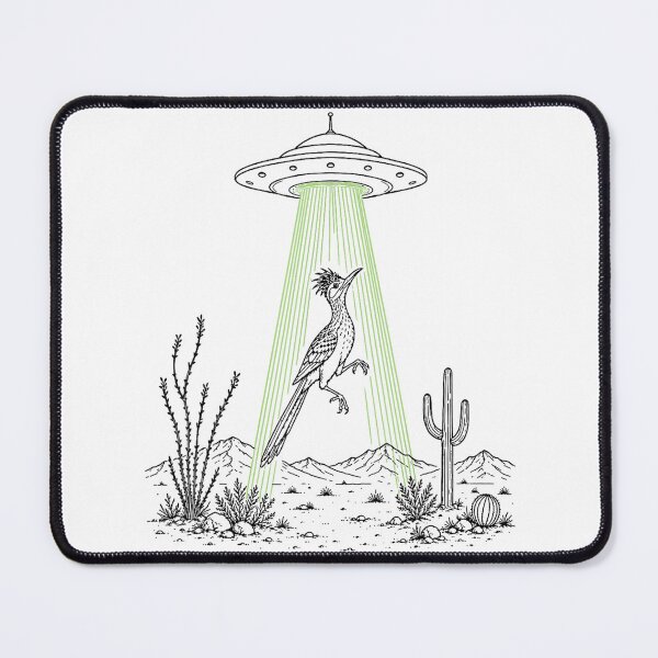 Item preview, Roadrunner and UFO Alien Abduction Desert Science Humor designed and sold by NgumohaLanke.
