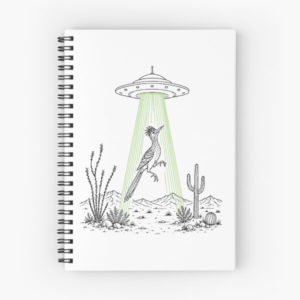 Item preview, Roadrunner and UFO Alien Abduction Desert Science Humor designed and sold by NgumohaLanke.