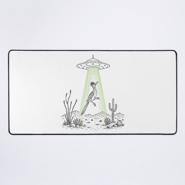 Item preview, Roadrunner and UFO Alien Abduction Desert Science Humor designed and sold by NgumohaLanke.