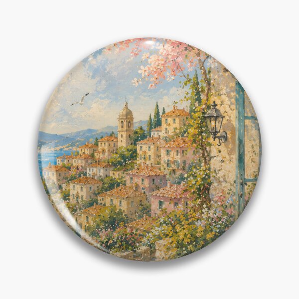 Item preview, Mediterranean Coastal Oil Painting Bookshop Blooms designed and sold by Jozefin's Studio.
