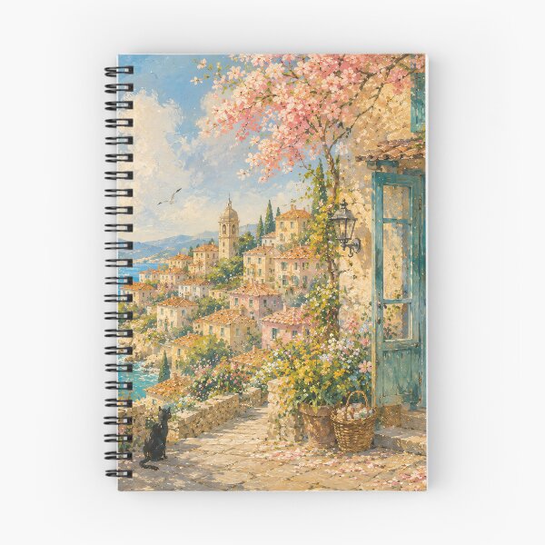 Item preview, Mediterranean Coastal Oil Painting Bookshop Blooms designed and sold by Jozefin's Studio.