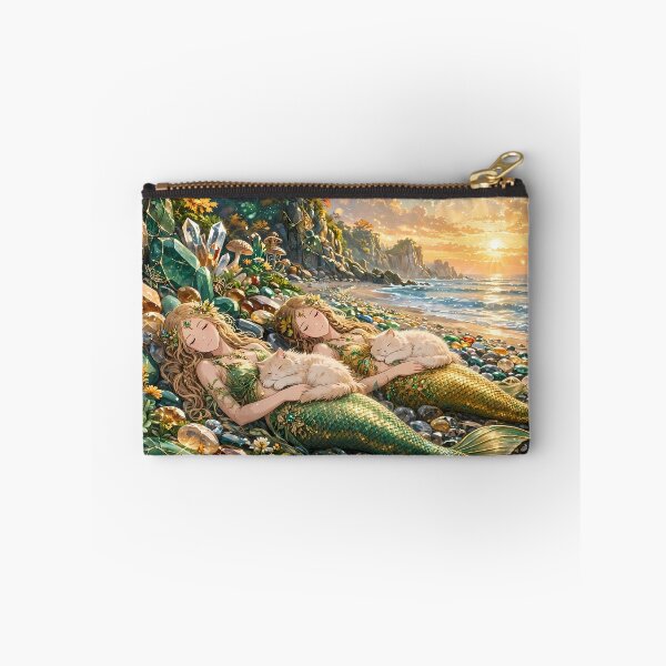 Item preview, Sleeping Twin Mermaids on Gemstone Beach at Sunset designed and sold by m-y-A-I-A-R-T-.