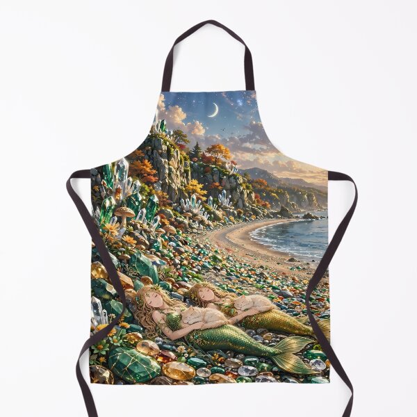 Item preview, Sirenas gemelas durmiendo en Gemstone Beach al atardecer. designed and sold by m-y-A-I-A-R-T-.